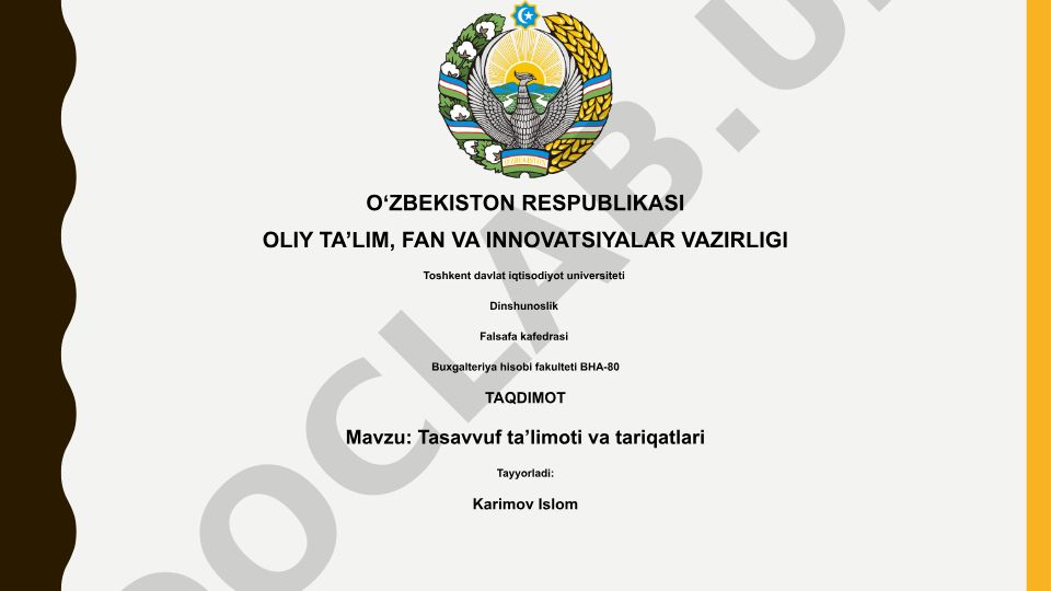 Tasavvuf ta'limoti va tariqatlari