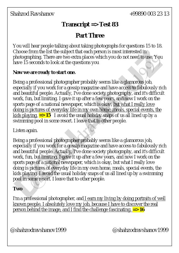 Professional fotografiyaning turli yo'nalishlari va qiyinchiliklari
