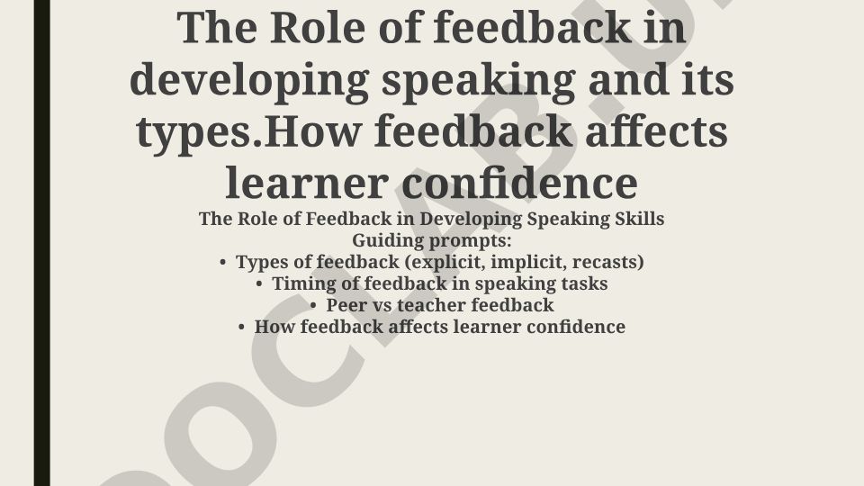 The Role of Feedback in Developing Speaking Skills