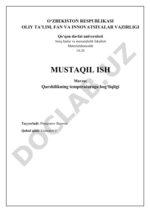 Qarshilikning temperaturaga bog'liqligi