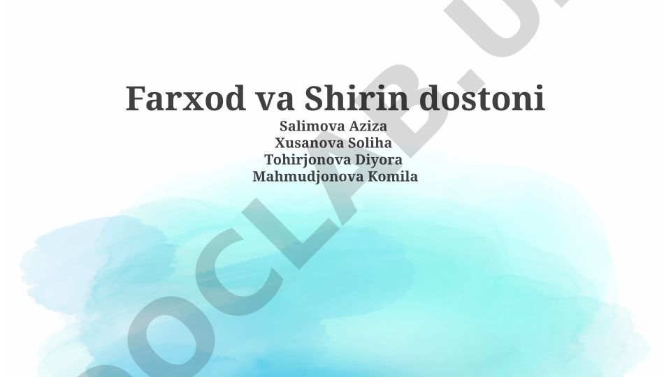 Farhod va Shirin dostoni tahlili