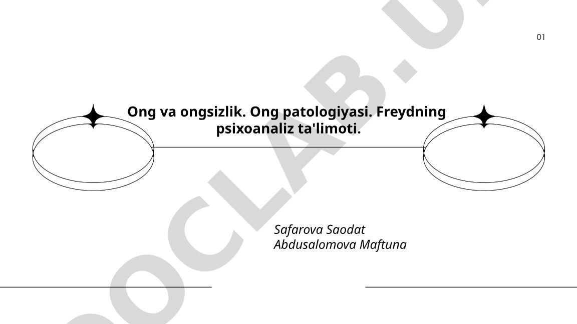 Ong va ongsizlik. Ong patologiyasi. Freydning psixoanaliz ta'limoti