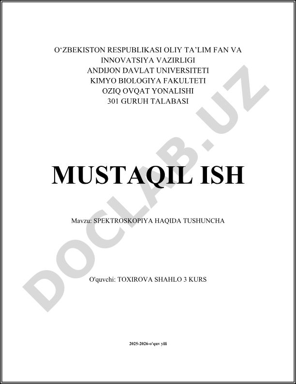 Spektroskopiya haqida tushuncha