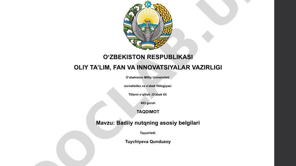 Badiiy nutqning asosiy belgilari