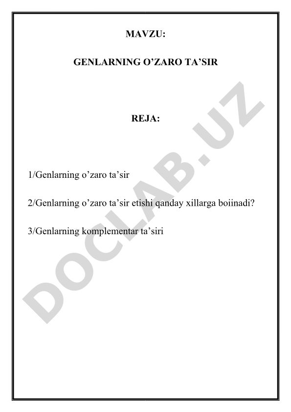 Genlarning o'zaro ta'siri
