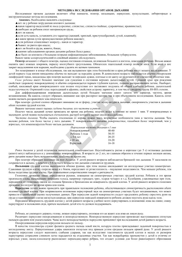 Методика исследования органов дыхания
