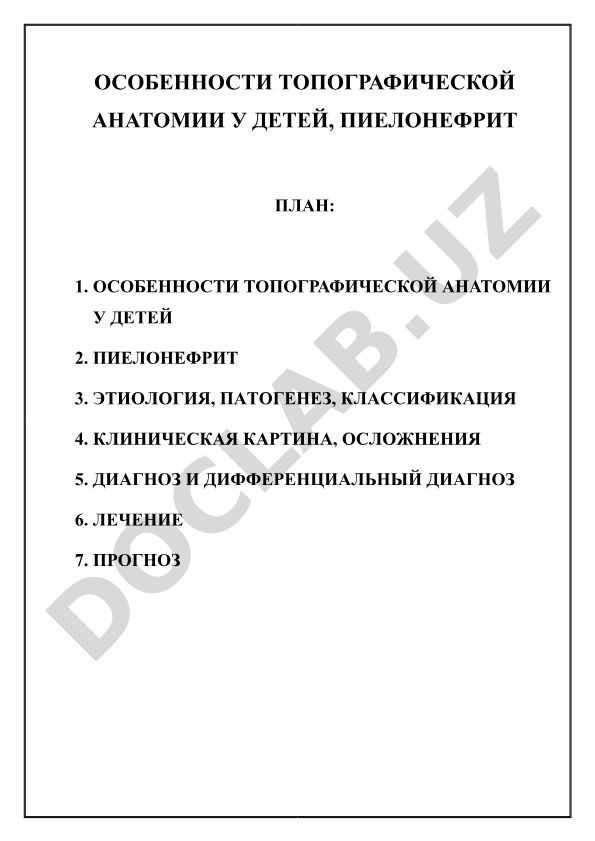 Особенности топографической анатомии у детей и пиелонефрит