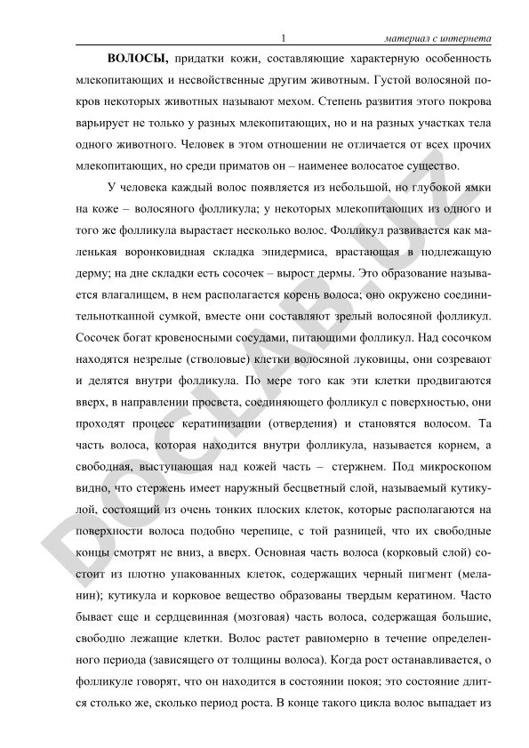 Волосы и волосяные фолликулы у млекопитающих и человека