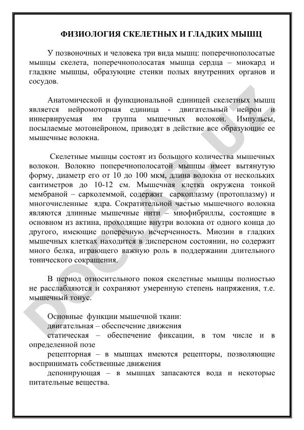 Физиология скелетных и гладких мышц