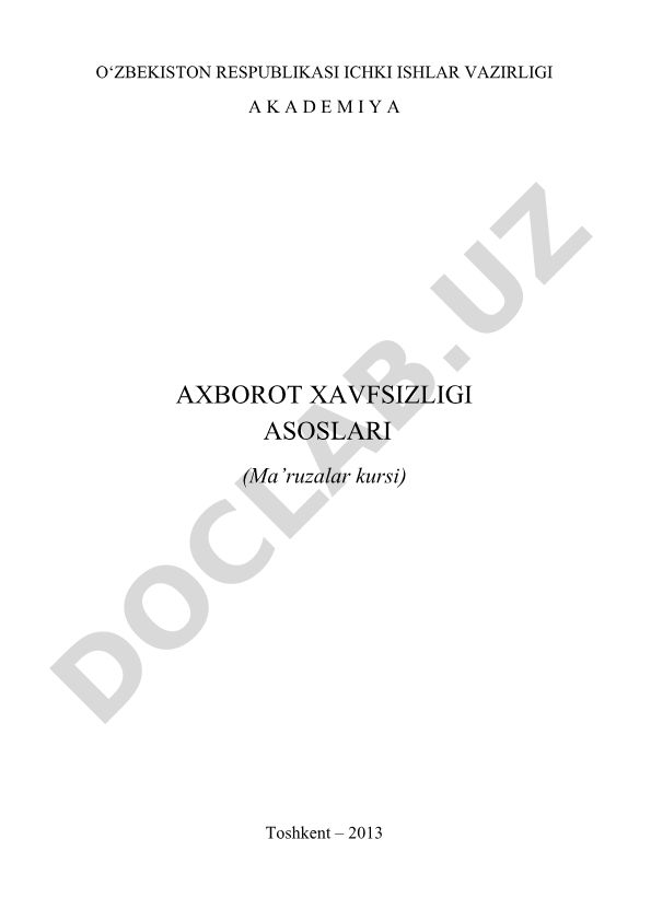 Axborot xavfsizligi asoslari
