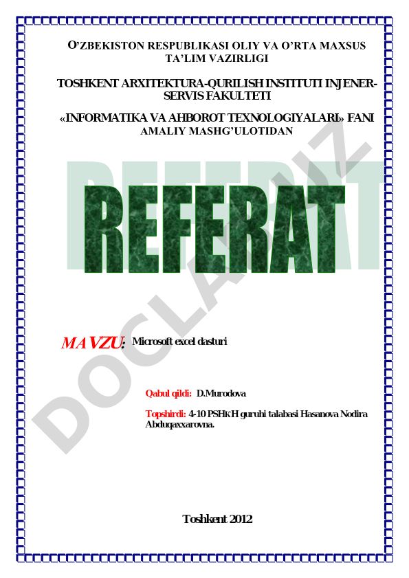 Microsoft Excel dasturi