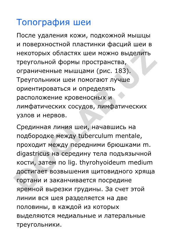 Шея топографиясы: бўйин учбурчакларининг анатомик тавсифи