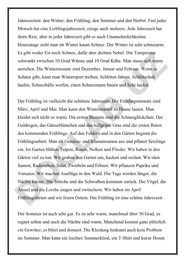 Jahreszeiten und ihre Besonderheiten