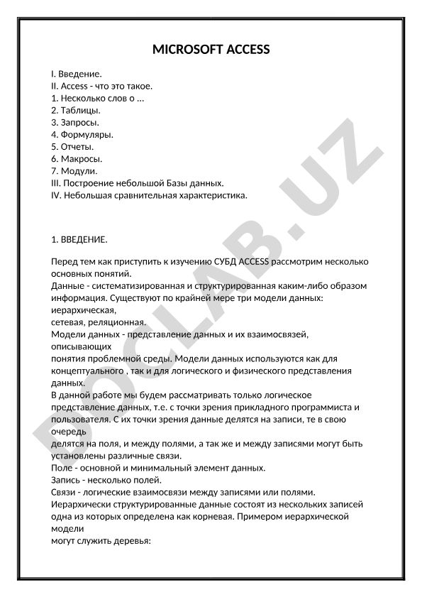 Microsoft Access: основные понятия и построение базы данных
