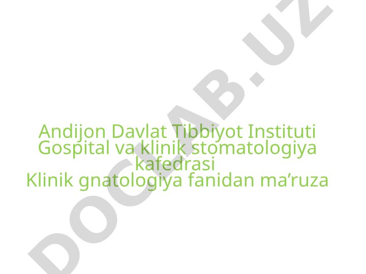 Klinik gnatologiya asoslari. Tish-jag' tizimi biomexanikasi