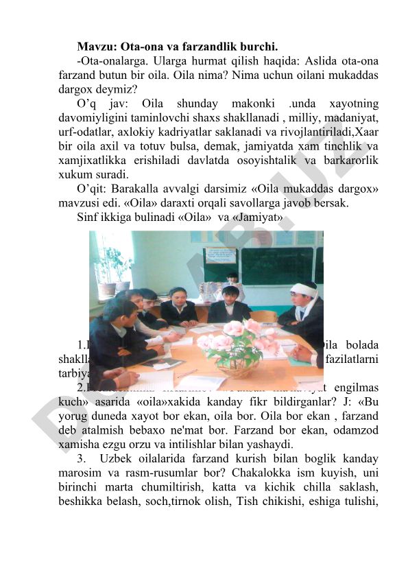 Ota-ona va farzandlik burchi