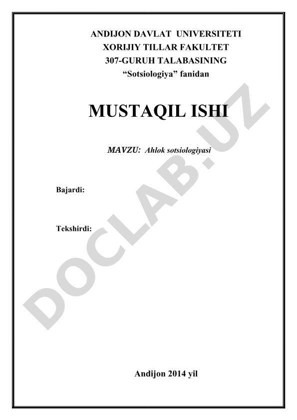 Ahlok sotsiologiyasi