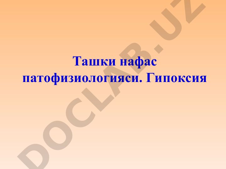 Ташки нафас патофизиологияси. Гипоксия