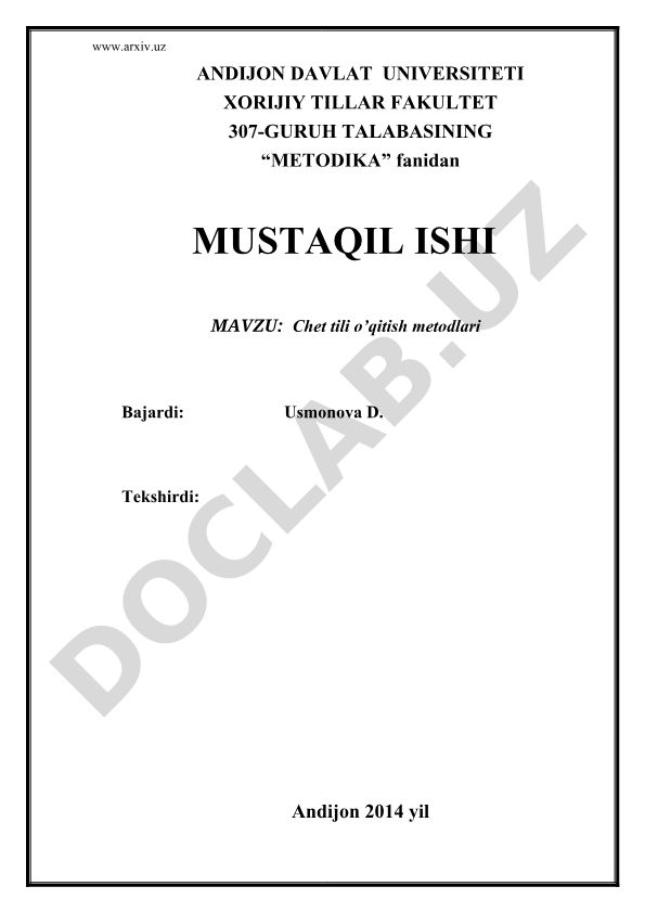 Chet tili o’qitish metodlari