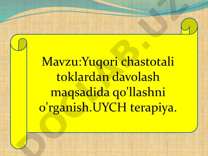 Yuqori chastotali toklardan davolash maqsadida qo'llashni o'rganish