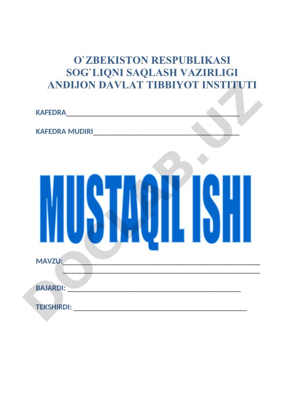 Microsoft Word dasturida tibbiyot hujjatlari tayyorlash