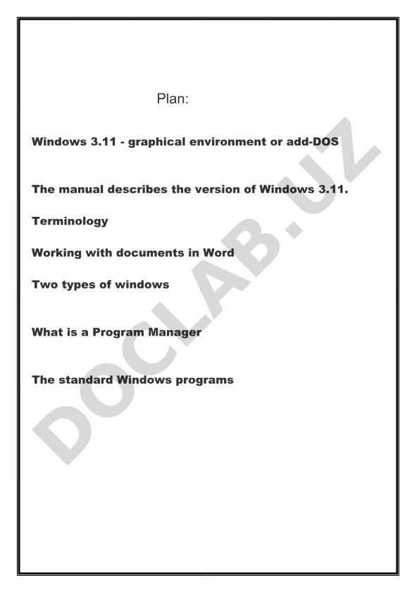 Windows 3.11 va Windows 95 operatsion tizimlari bo'yicha qo'llanma