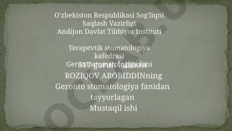 Geronto stomatologiyada ildiz kariyesini davolashda plombalarning polimerizatsion kirishishini kamaytirish