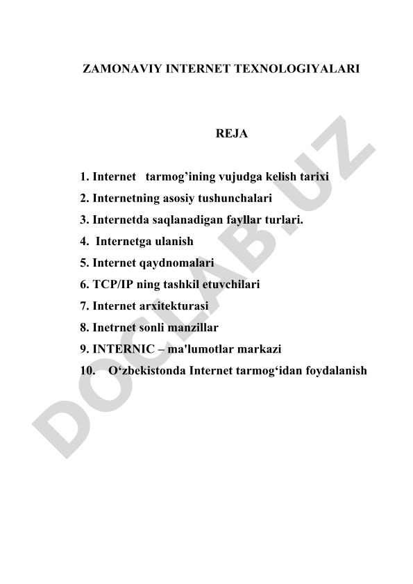 Zamonaviy internet texnologiyalari