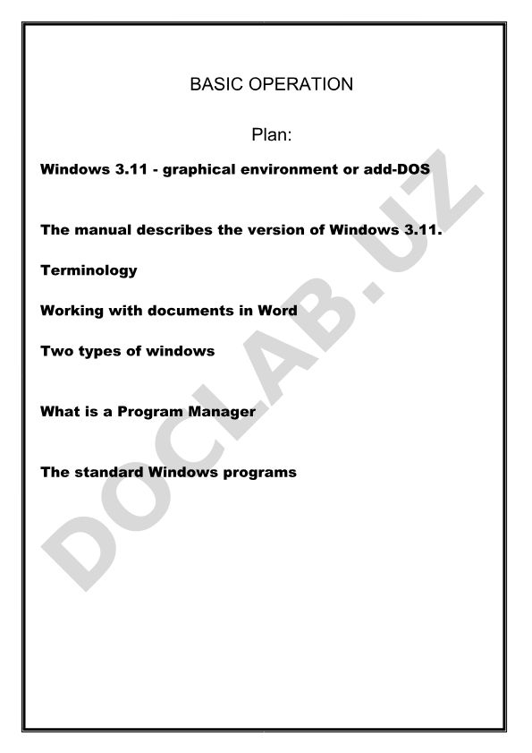 Windows 3.11 va Windows 95 asosiy operatsiyalari