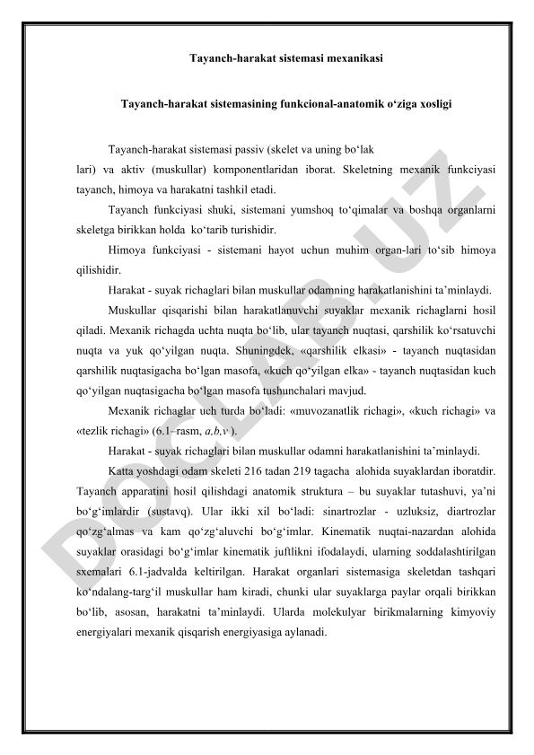 Tayanch-harakat sistemasi mexanikasi