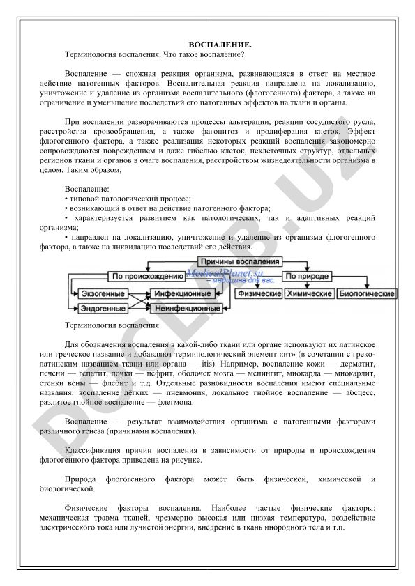 Воспаление: терминология и патологические процессы