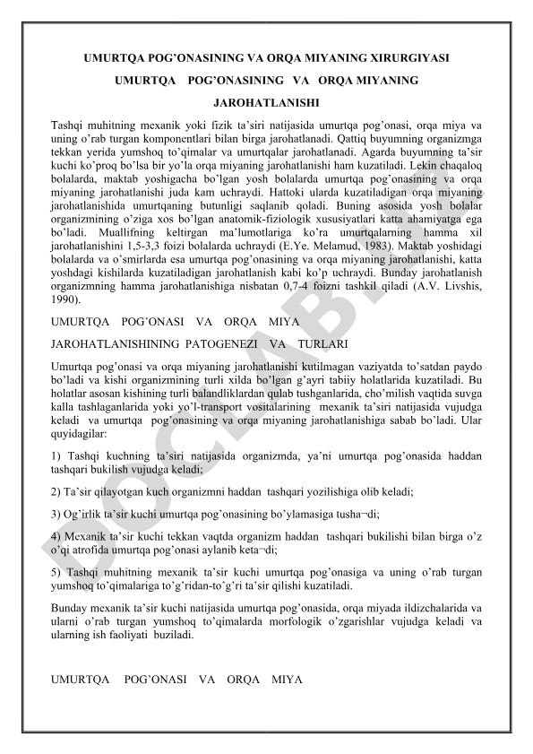 Umurtqa pog'onasi va orqa miyaning jarohatlanishi