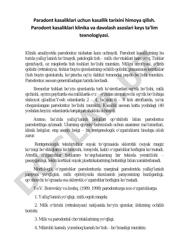Parodont kasalliklari klinika va davolash asoslari