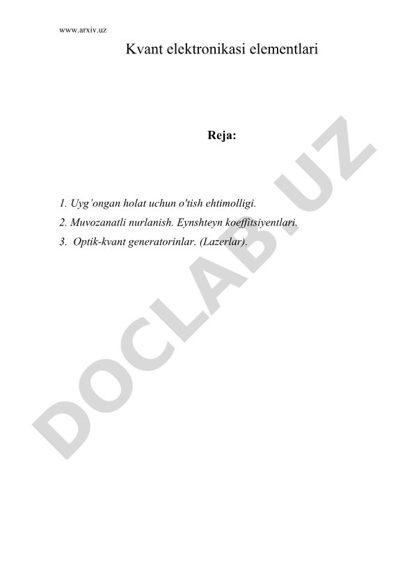 Kvant elektronikasi elementlari