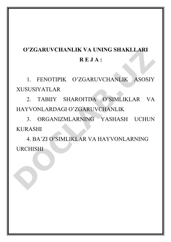 O'zgaruvchanlik va uning shakllari