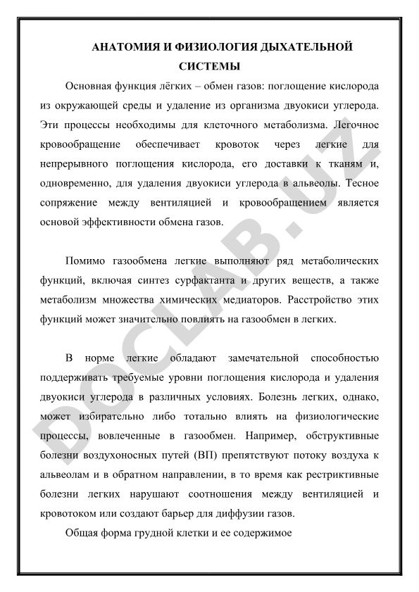 Анатомия и физиология дыхательной системы