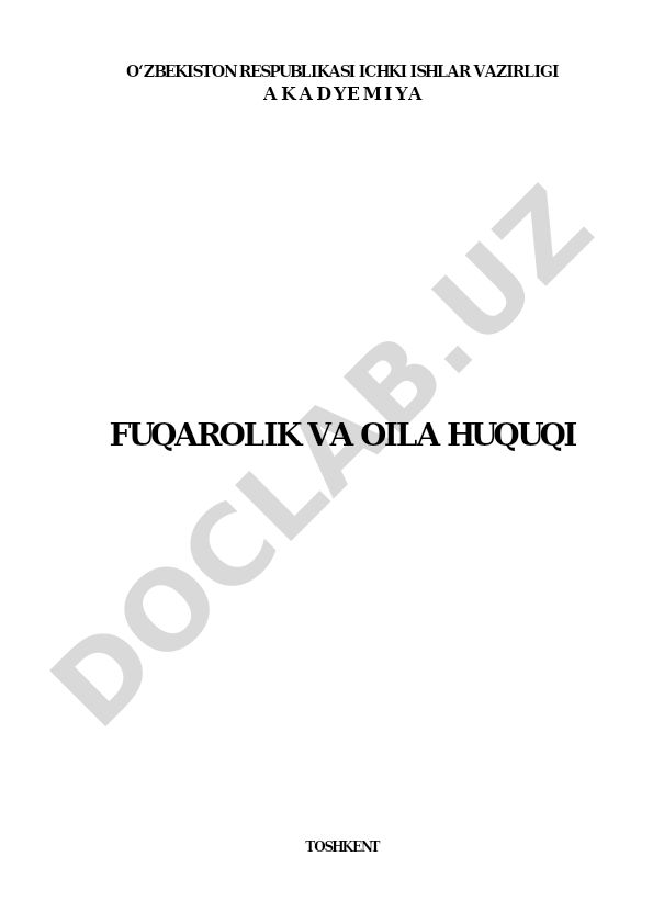 Fuqarolik va oila huquqi ma'ruzalar kursi