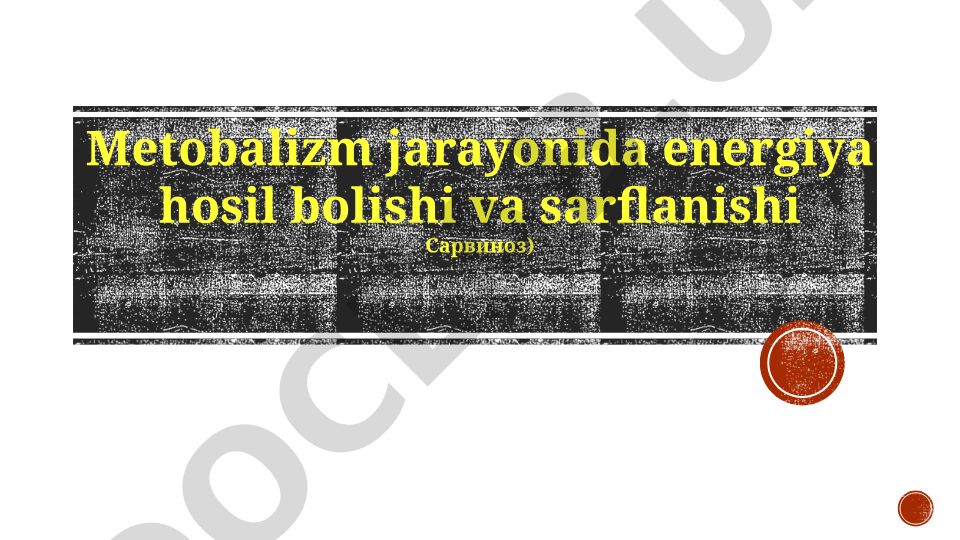 Metabolizm jarayonida energiya hosil bo'lishi va sarflanishi