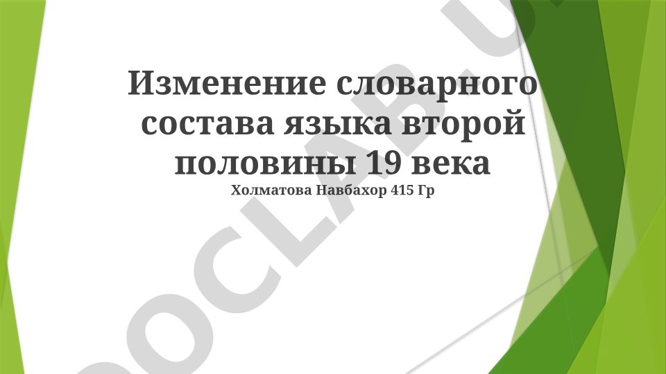 Изменение словарного состава языка второй половины 19 века