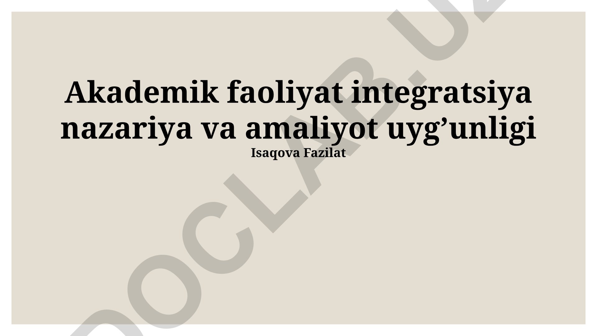 Akademik faoliyat integratsiyasi: nazariya va amaliyot uyg'unligi