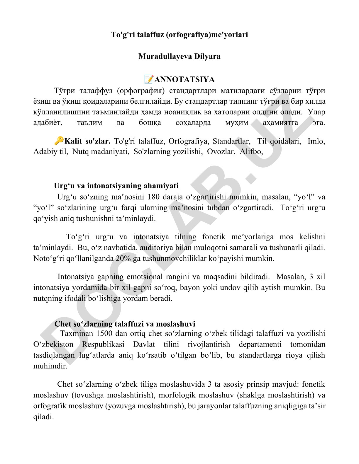 To'g'ri talaffuz va orfografiya standartlari