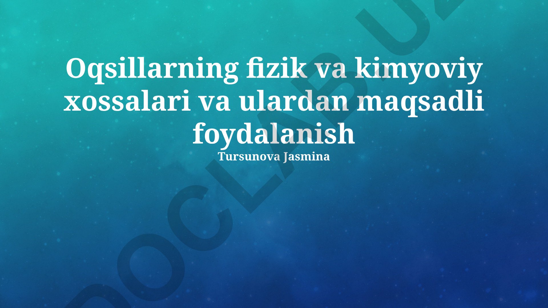 Oqsillarning fizik va kimyoviy xossalari va ulardan maqsadli foydalanish