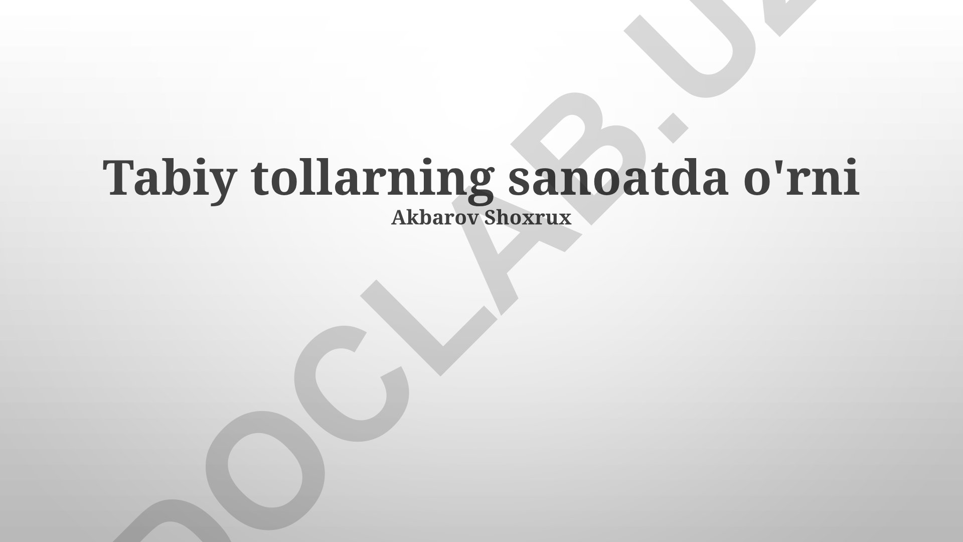 Tabiiy resurslarning sanoatdagi ahamiyati va barqaror rivojlanish