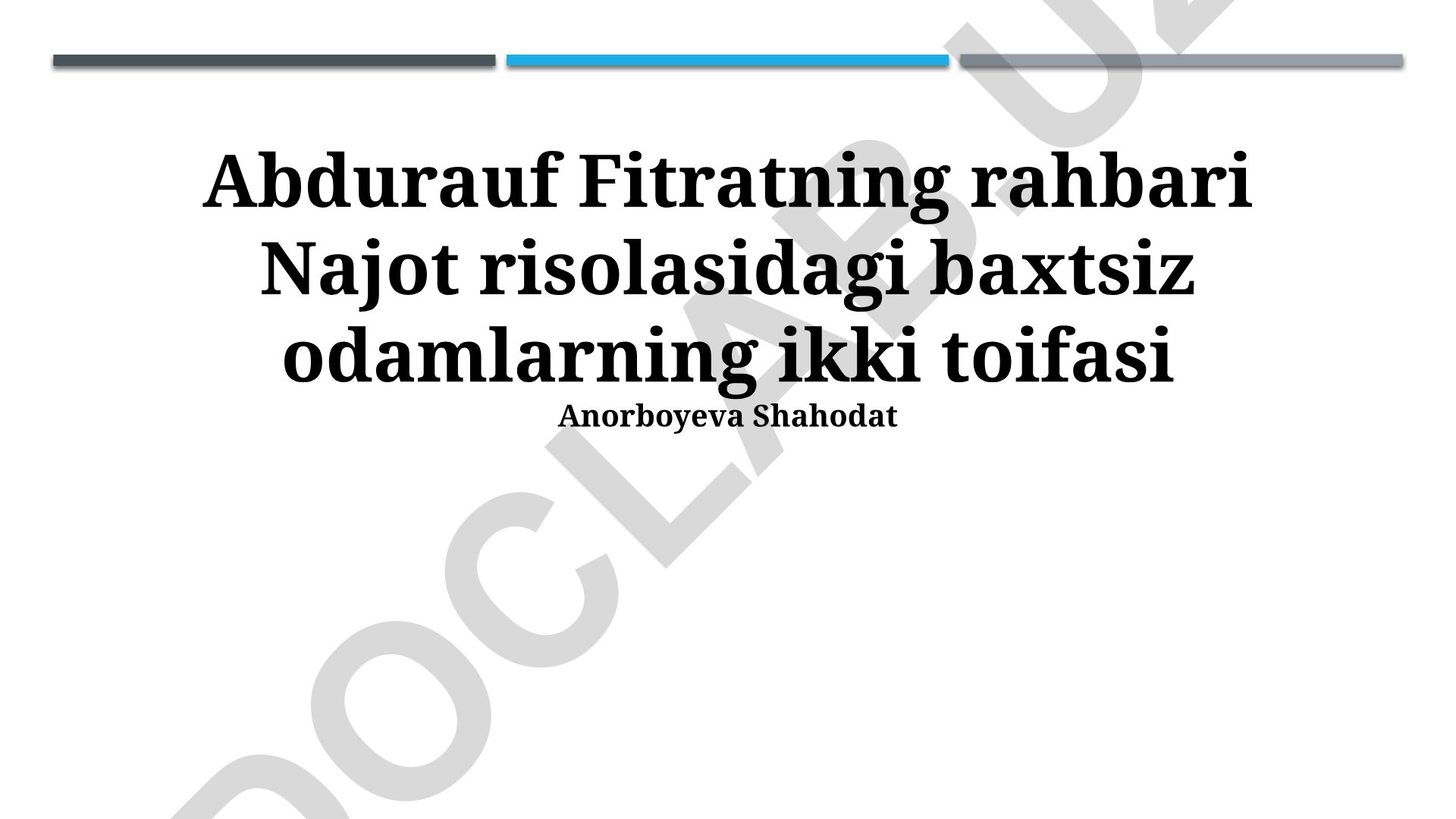 Abdurauf Fitratning Najot risolasidagi baxtsiz odamlarning ikki toifasi