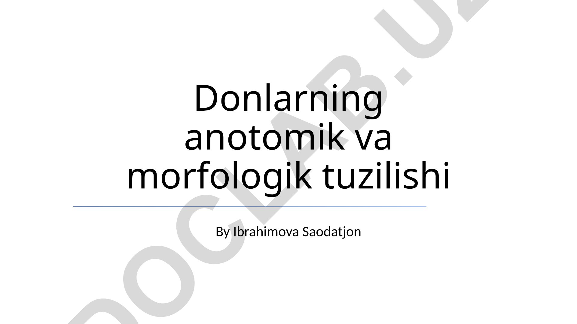 Donlarning anatomik va morfologik tuzilishi