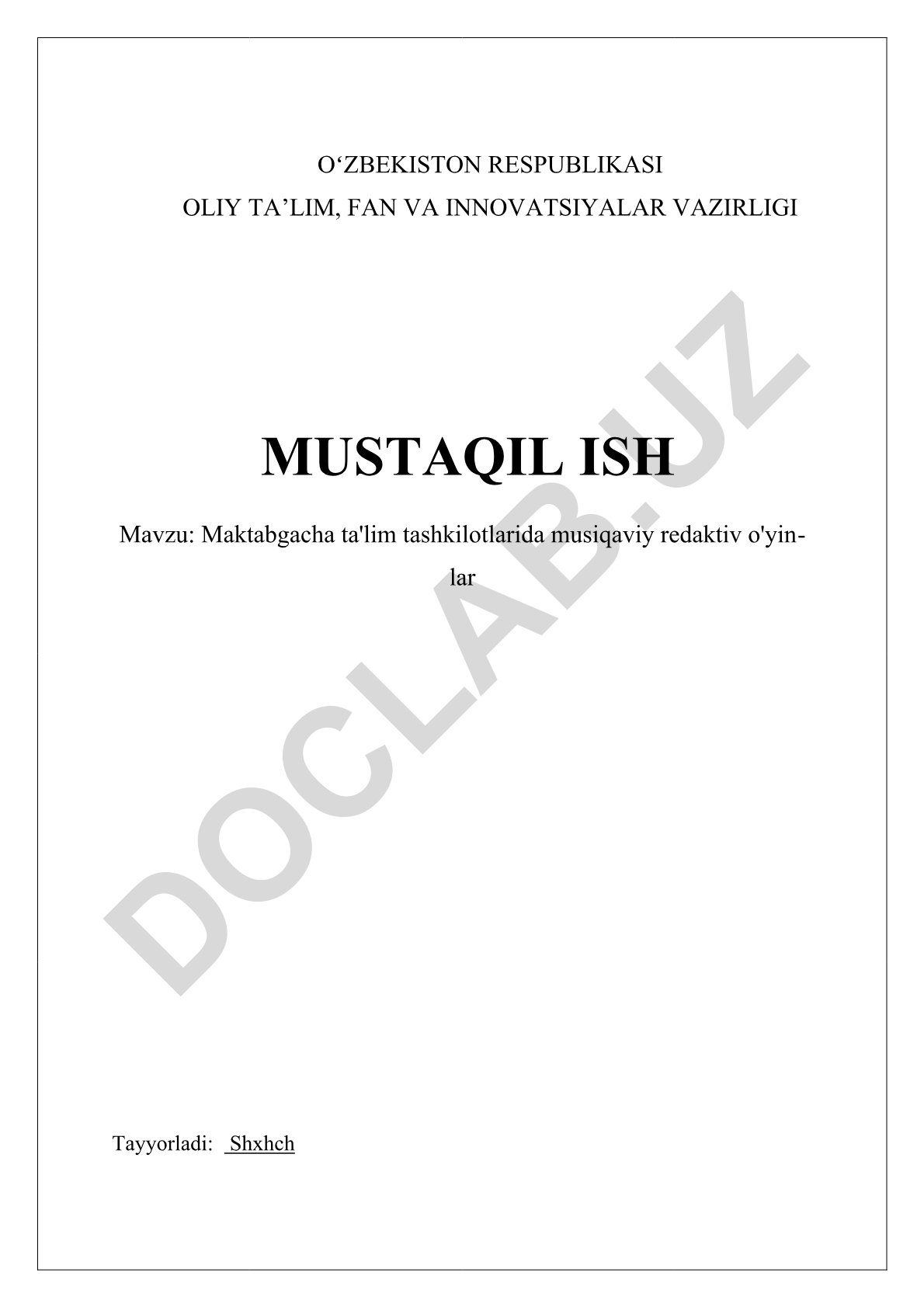 Maktabgacha ta'lim tashkilotlarida musiqaviy redaktiv o'yinlar