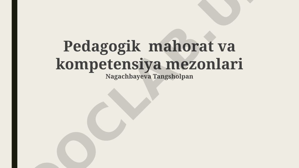 Pedagogik mahorat va kompetensiya mezonlari