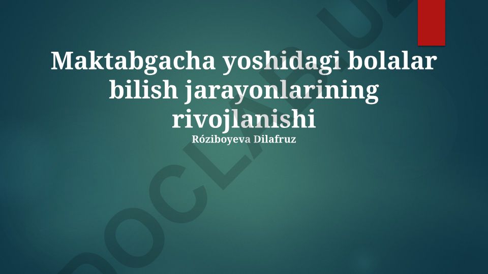 Maktabgacha yoshidagi bolalar bilish jarayonlarining rivojlanishi