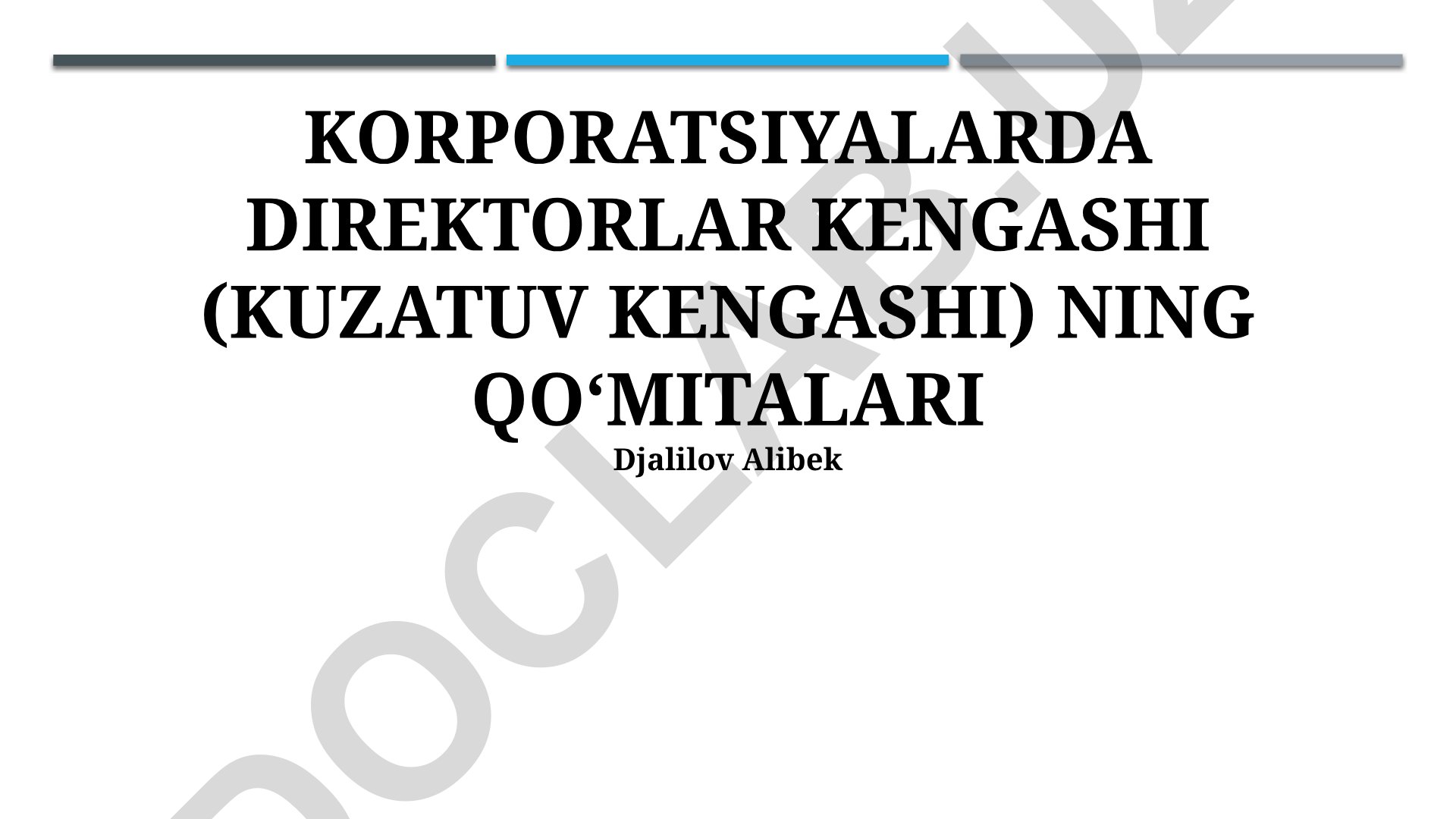 Korporatsiyalarda Direktorlar Kengashi (Kuzatuv Kengashi) Qo'mitalari