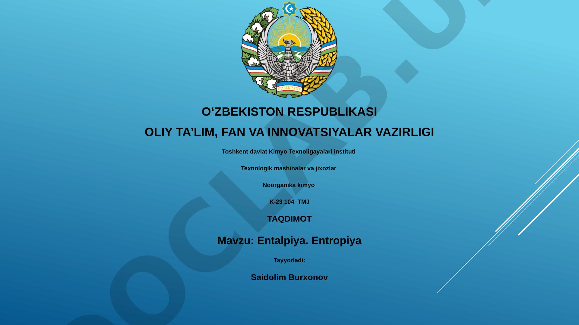 Entalpiya. Entropiya